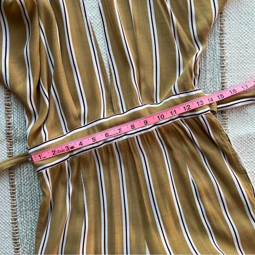 Faithful The Brand Mustard Yellow White Striped Wide Leg Jumpsuit Women’s Size 6 - Picture 5 of 7